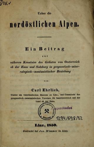 Cover for Ueber die nordostlichen Alpen