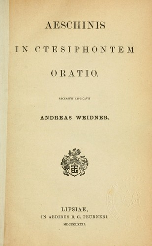 Cover for In Ctesiphontem oratio
