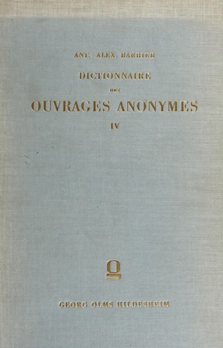 Cover for Dictionnaire des ouvrages anonymes