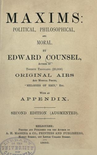 Cover for Maxims