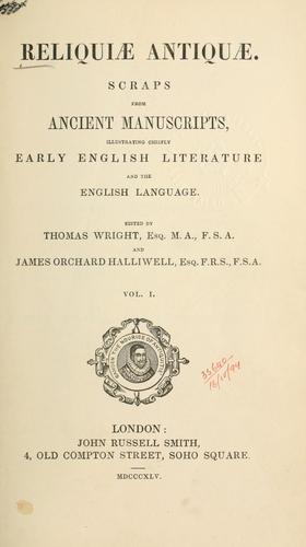 Cover for Reliquiae antiquae.