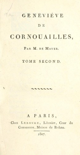 Cover for Geneviève de Cornouailles