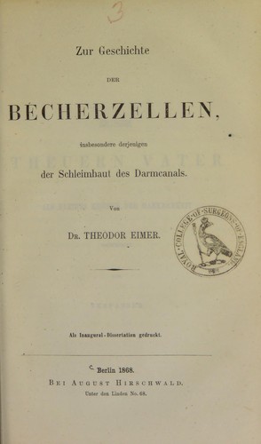 Cover for Zur Geschichte der Becherzellen