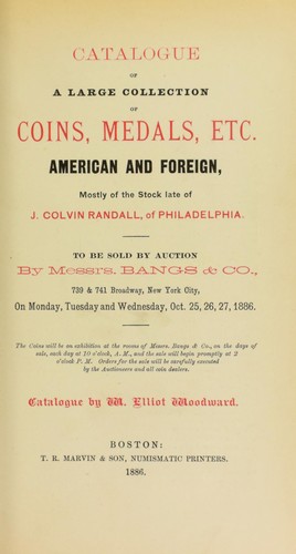 Cover for Catalogue of a large collection of coins, medals, etc., American and foreign, mostly the stock late of J. Colvin Randall, of Philadelphia