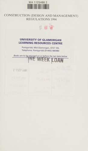Cover for Construction Design and Management Regulations, 1994