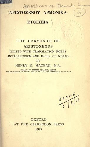 Cover for Aristoxenou Harmonika stoicheia.