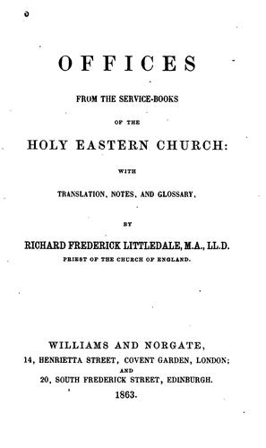 Cover for Offices from the Service-books of the Holy Eastern Church