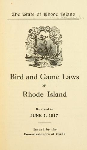 Cover for Bird and game laws of Rhode Island.