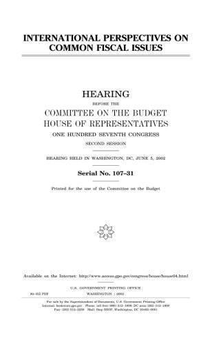 Cover for International perspectives on common fiscal issues