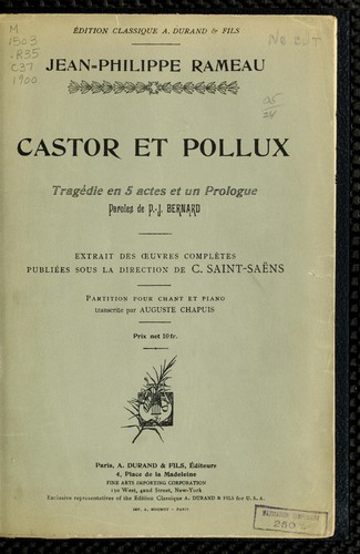 Cover for Castor et Pollux