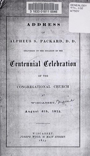 Cover for Address of Alpheus S. Packard, D.D.