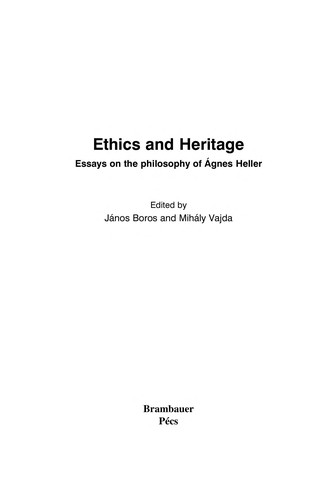 Cover for Ethics and heritage