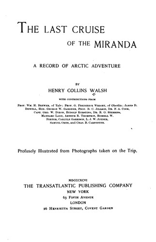 Cover for The Last Cruise of the Miranda: A Record of Arctic Adventure