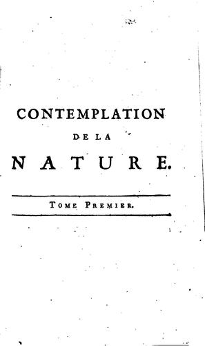 Cover for Contemplation de la nature