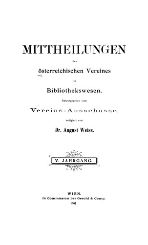 Cover for Mitteilungen des österreichischen Vereins für Bibliothekswesen