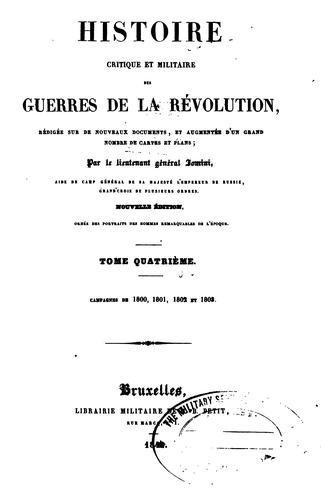 Cover for Histoire critique et militaire des guerres de la révolution
