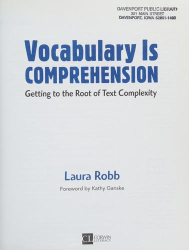 Cover for Vocabulary Is Comprehension