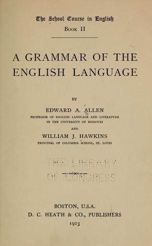 Cover for A grammar of the English language