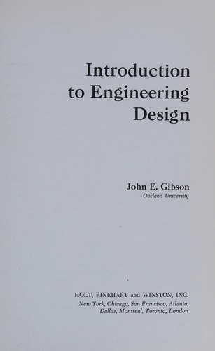 Cover for Introduction to engineering design