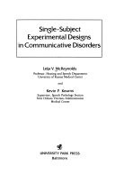 Cover for Single-subject experimental designs in communicative disorders