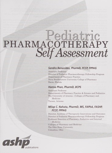 Cover for Pediatric pharmacotherapy self assessment