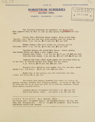 Cover for Seedlings, spring 1949