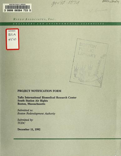 Cover for Project notification form: tufts international biomedical research center, south station air rights, Boston, Massachusetts