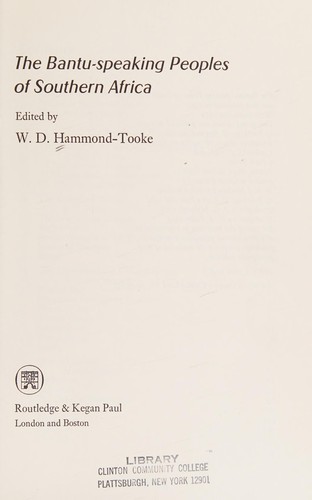 Cover for The Bantu-speaking peoples of Southern Africa