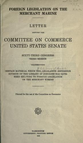 Cover for Foreign legislation on the merchant marine.