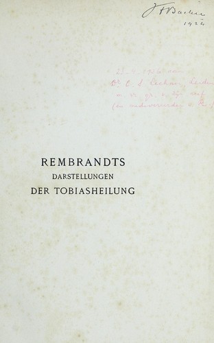 Cover for Rembrandts Darstellungen der Tobiasheilung