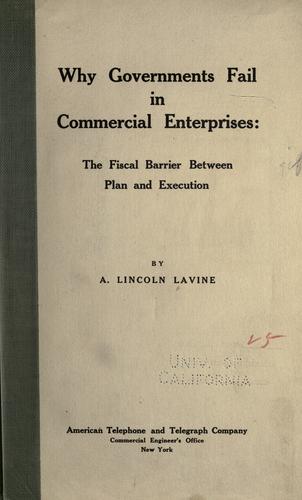 Cover for Why governments fail in commercial enterprises