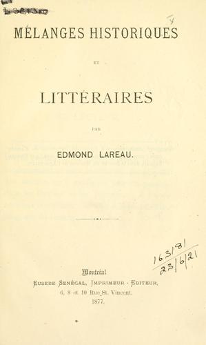 Cover for Mélanges historiques et littéraires.