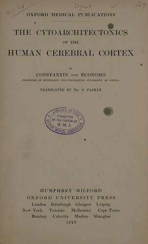 Cover for The cytoarchitectonics of the human cerebral cortex.