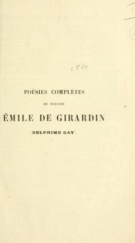 Cover for Poésies completes de Émile de Girardin.