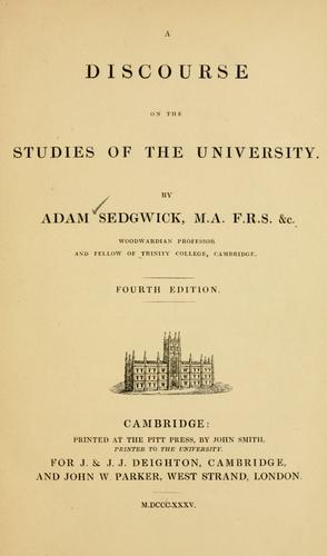 Cover for A discourse on the studies of the university