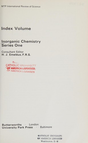 Cover for Inorganic chemistry, series one, index volume