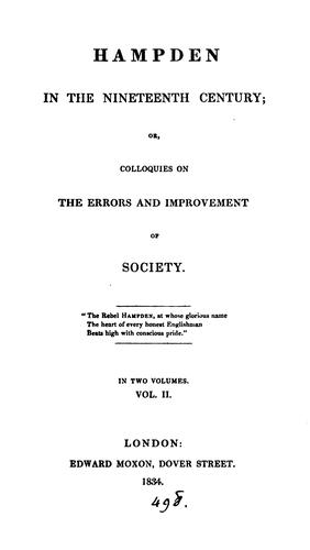 Cover for Hampden in the nineteenth century