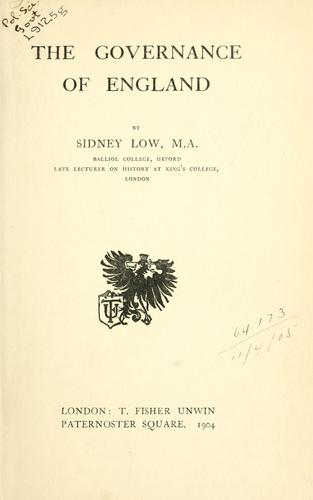 Cover for The governance of England.