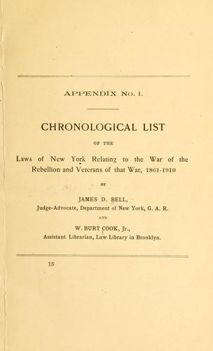 Cover for Chronological list of the laws of New York relating to the war of the rebellion and veterans of that war, 1861-1910