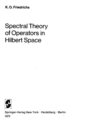 Cover for Spectral Theory of Operators in Hilbert Space (Applied Mathematical Sciences)