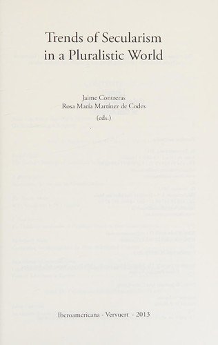 Cover for Trends of secularism in a pluralistic world