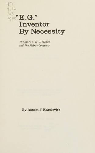 Cover for "E. G.," inventor by necessity
