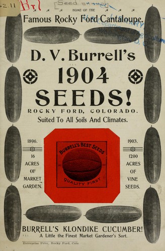 Cover for D.V. Burrell's 1904 seeds suited to all soils and climates