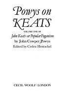 Cover for John Keats, or, Popular paganism