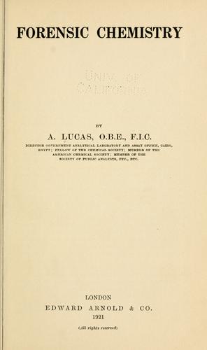 Cover for Forensic chemistry
