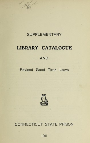 Cover for Supplementary Library Catalogue and revised good time laws