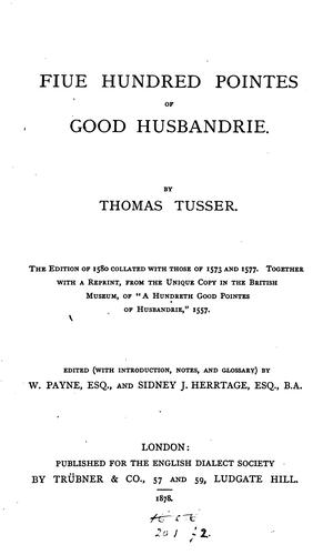 Cover for Five hundred pointes of good husbandrie.