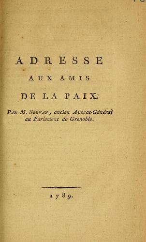 Cover for Adresse aux amis de la paix