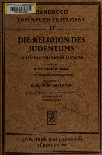 Cover for Die Religion des Judentums im späthellenistischen Zeitalter