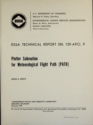 Cover for Plotter subroutine for meteorological flight path (PATH)